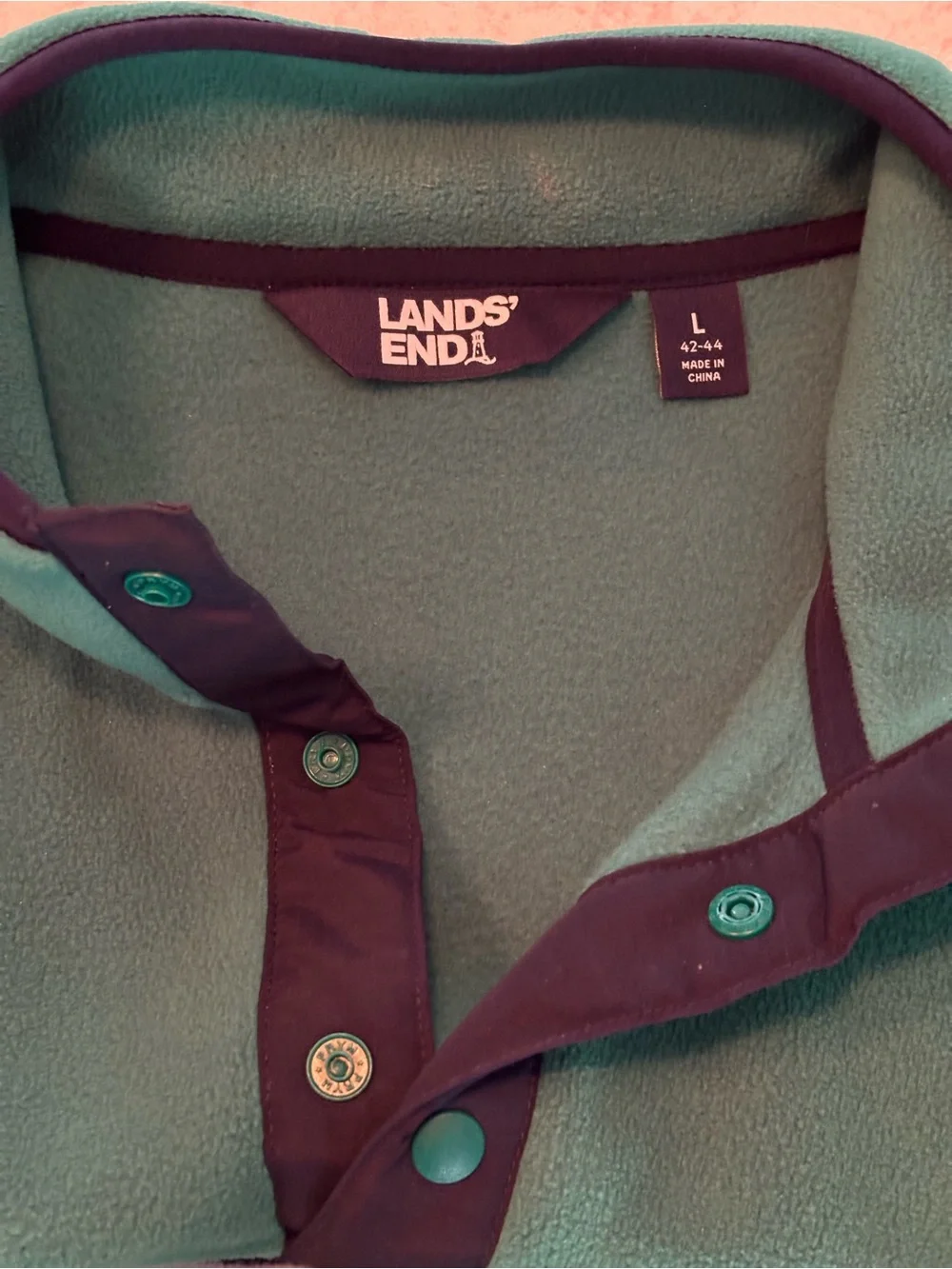 Lands' End Teal & Navy Striped Fleece Pullover-L